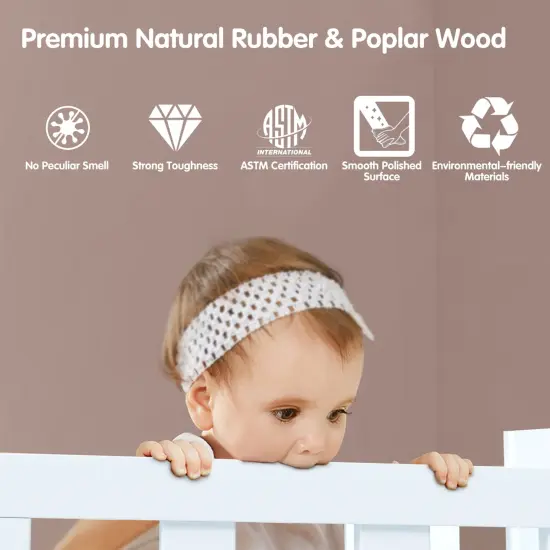 Rubber Wood 2-in-1 Convertible Kids Bed with Guardrails and Chairs White {2}