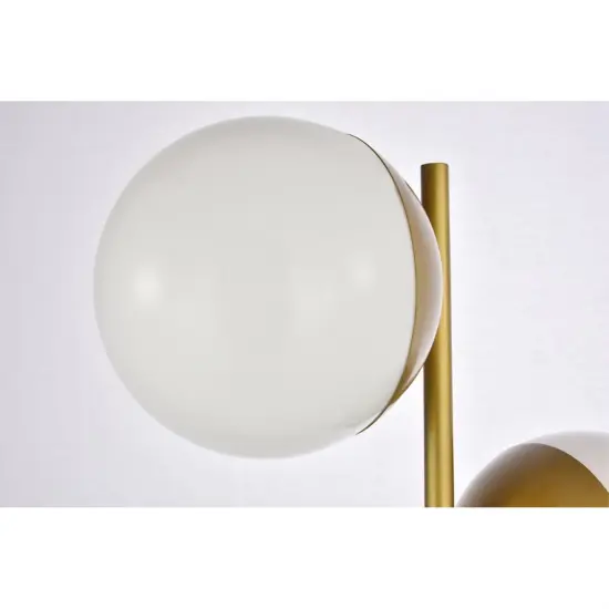 Eclipse 2 Lights Brass Floor Lamp With Frosted White Glass {4}
