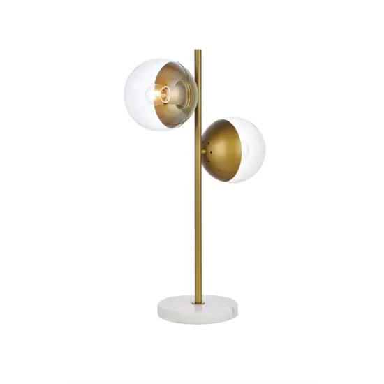 Eclipse 2 Lights Brass Table Lamp With Clear Glass {3}