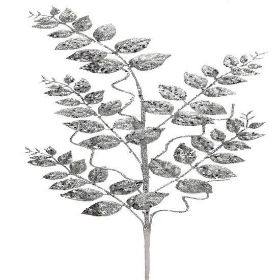 35" Silver Glitter Mica Later Fern Spray - Sparkling ChristmasDecor {1}