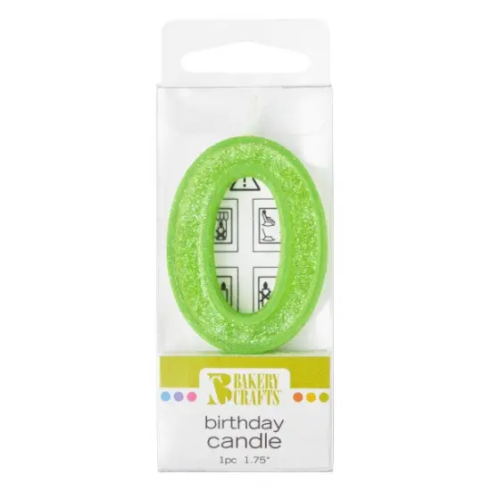 Mini Glitter Numeral Candle, 1ct Green {1}