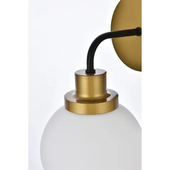 Hanson 1 light bath sconce in black with brass with frosted shade {5}