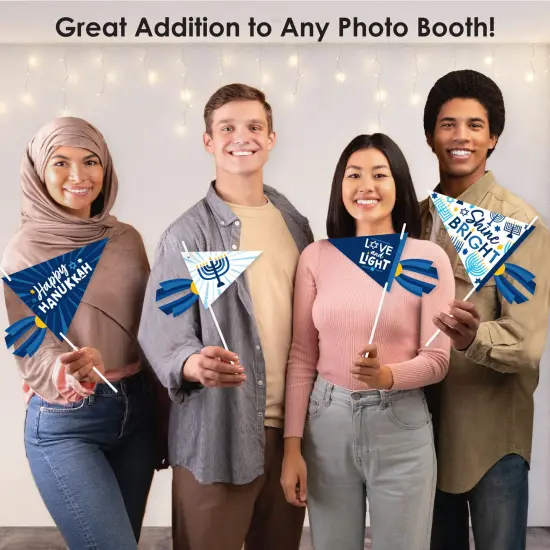 Big Dot of Happiness Hanukkah Menorah - Triangle Chanukah Holiday Party Photo Props - Pennant Flag Centerpieces - Set of 20 {6}