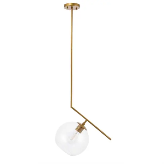 Ryland 1 light Brass and Clear glass pendant {3}