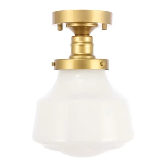 Lyle 1 light Brass and frosted white glass Flush mount {3}