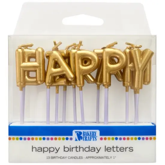 Gold Happy Birthday Letters Specialty Candles, 1 Set {1}