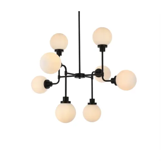 Hanson 8 lights pendant in black with frosted shade {3}