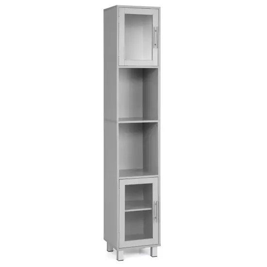 71 Inch Tall Tower Bathroom Storage Cabinet and Organizer Display Shelves for Bedroom Grey {1}