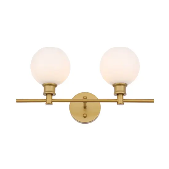 Collier 2 light Brass and Frosted white glass Wall sconce {4}