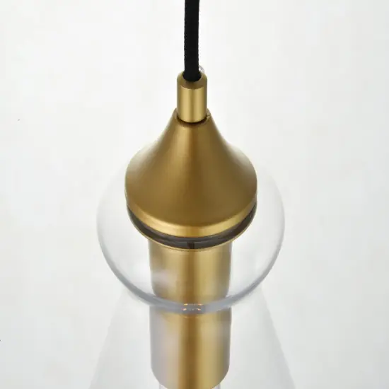Destry 3 Lights Brass Pendant With Clear Glass {6}