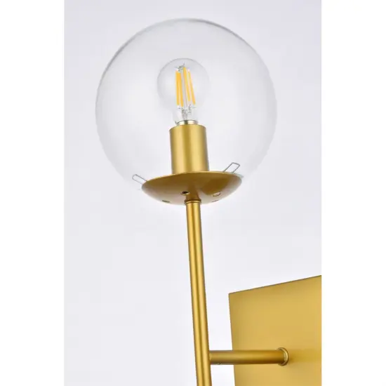 Neri 1 light brass and clear glass wall sconce {5}