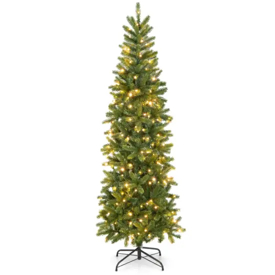 6 Feet Pre-Lit Artificial Christmas Tree with 648 PVC PE Branch Tips {3}
