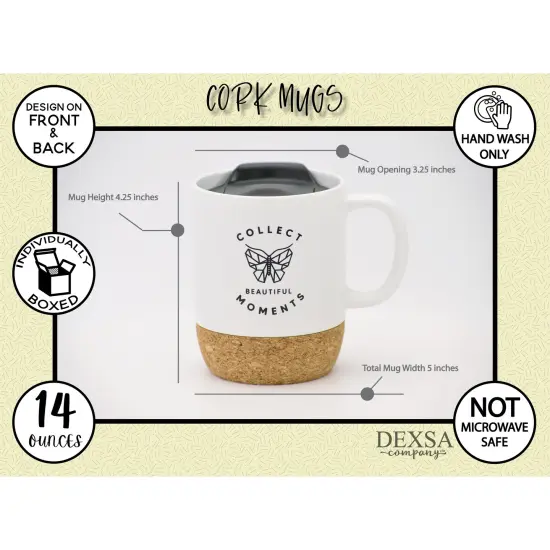 Dexsa Collect Beautiful Moments Designer Cork Bottom Mug with Lid - 14 oz {5}