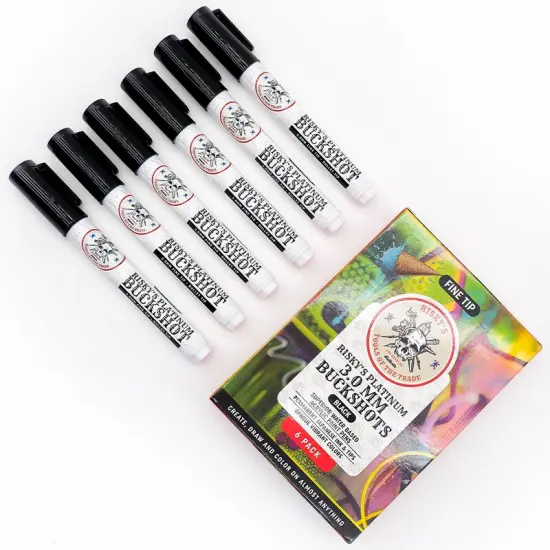 Risky's Tools of the Trade Platinum 3mm 6 Pack of Black Acrylic Paint Pens for Graffiti or Fine Art {6}