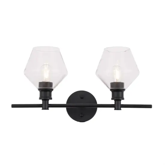 Gene 2 light Black and Clear glass Wall sconce {1}
