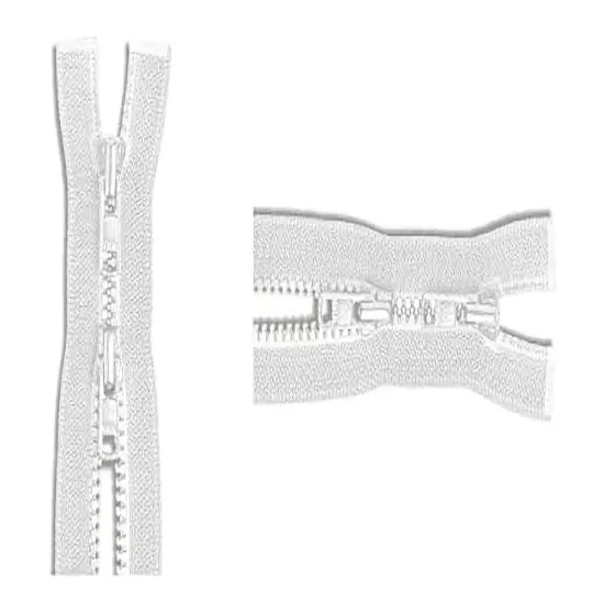 #3 Molded Vislon YKK Jacket 2-Way Lightweight Separating Zipper - Choose Your Length - Color: White - Made in The United States (1 Zipper Per Pack) (10" Inches) {1}