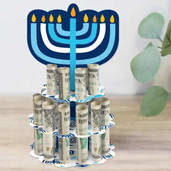 Big Dot of Happiness Hanukkah Menorah - DIY Chanukah Holiday Party Money Holder Gift - Cash Cake {1}