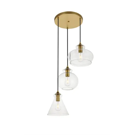 Destry 3 Lights Chrome Pendant With Clear Glass {3}