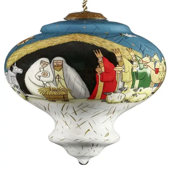 Nativity Hand Painted Glass Hanging Ornament {1}