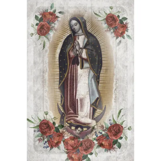 Dexsa The Virgin Of Guadalupe Symbols of Faith Inspirational Wood Plaque 6 inches x 9 inches {1}