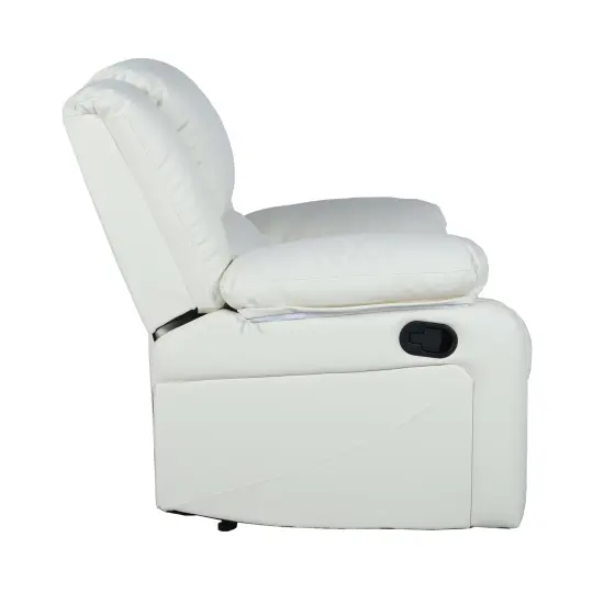 Emma and Oliver Recliner with Bustle Back and Padded Arms Cream Faux Leather {5}