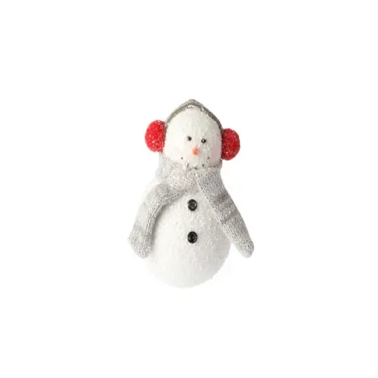Raz 4.5" Glittered Snowman with Earmuffs Christmas Ornament White {1}