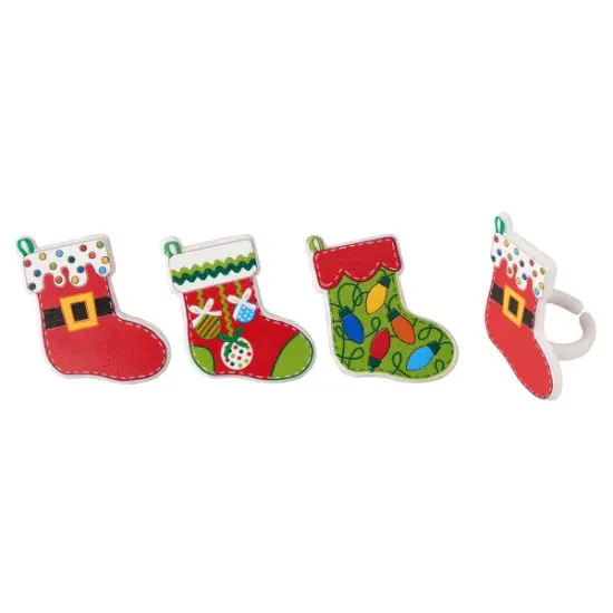 Festive Stockings Cupcake Rings, 12ct {2}
