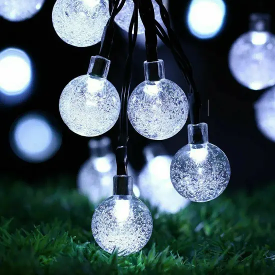 Solar Globe Fairy String Light Crystal Lights Waterproof for Party Decor {1}