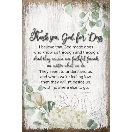 Dexsa Thank You God For Dogs Inspirational Wood Plaque 6 inches x 9 inches {1}