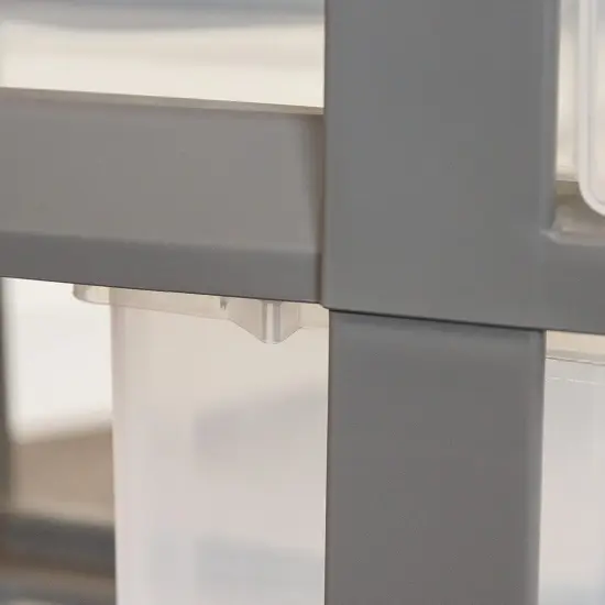 IRIS USA 4 Drawer Rolling Storage Cart with Organizer Top, Black/White/Gray Grey {4}