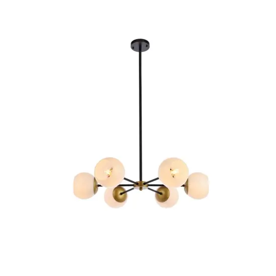 Briggs 30 inch pendant in black and brass with white shade {1}