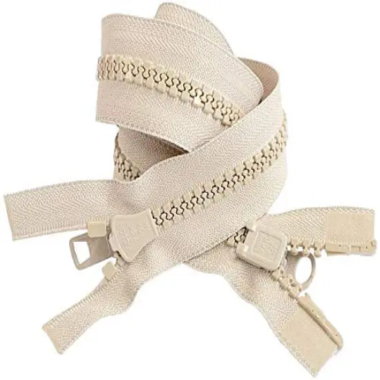 #10 Vislon Molded Separating Two-Way YKK Heavy Duty Jacket Zipper - Choose Your Length & Color - 1 Zipper Per Pack - Made in The United States (Lite Beige - 572, 30" Inches) {1}