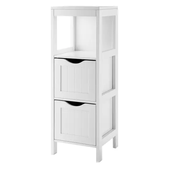White Freestanding Storage Cabinet with 2 Removable Drawers for Bathroom {4}