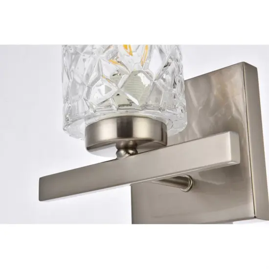 Cassie 1 light bath sconce in satin nickel with clear shade {5}