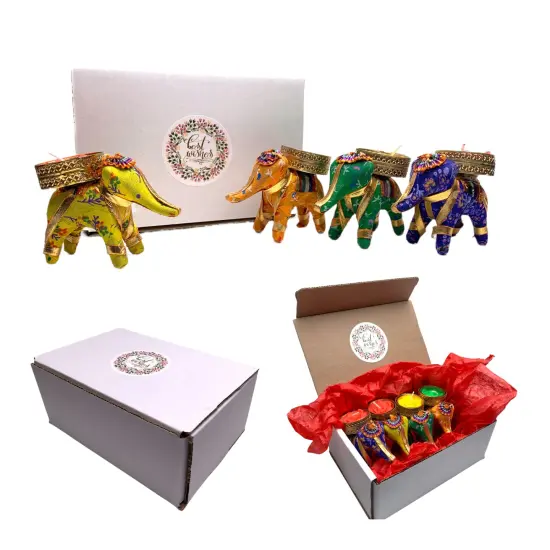 Diwali Gift Hamper Elephant Tealight Candle Holder Diwali Gift Boxes Indian Festival Best Wishes Christmas Hamper Basket for Employees Home Office Friends Family & Relatives - Return Gift {2}