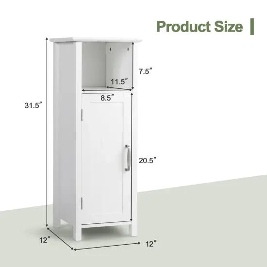 Bathroom Adjustable Shelf Floor Storage Cabinet with Door {5}