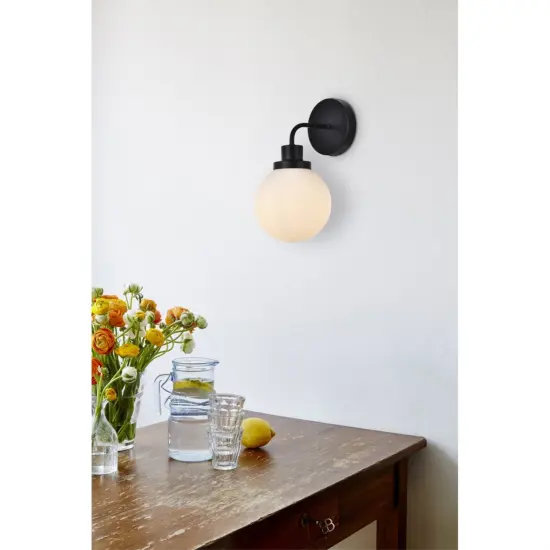Hanson 1 light bath sconce in black with frosted shade {2}