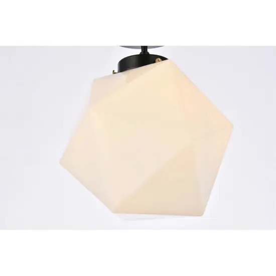 Lawrence 1 light black and white glass flush mount {5}