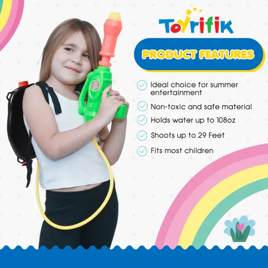 Toyrifik Water Gun Backpack Water Blaster for Kids -Water Shooter with Tank Bumble Bee Toys for Kids- Summer Outdoor Toys for Pool Beach Water Toys for Kids {6}