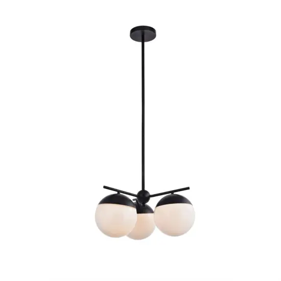 Eclipse 3 Lights Black Pendant With Frosted White Glass {3}