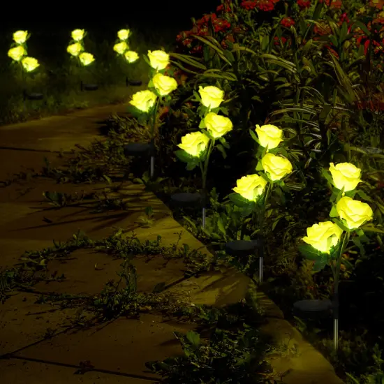 2 Pcs Solar Flowers LED Light Outdoor Garden Yard Stake Solar Flower Lights {9}