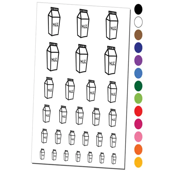 Milk Carton Temporary Tattoo Water Resistant Fake Body Art Set Collection White {1}