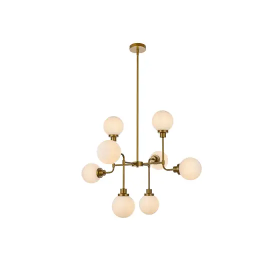 Hanson 8 lights pendant in brass with frosted shade {1}
