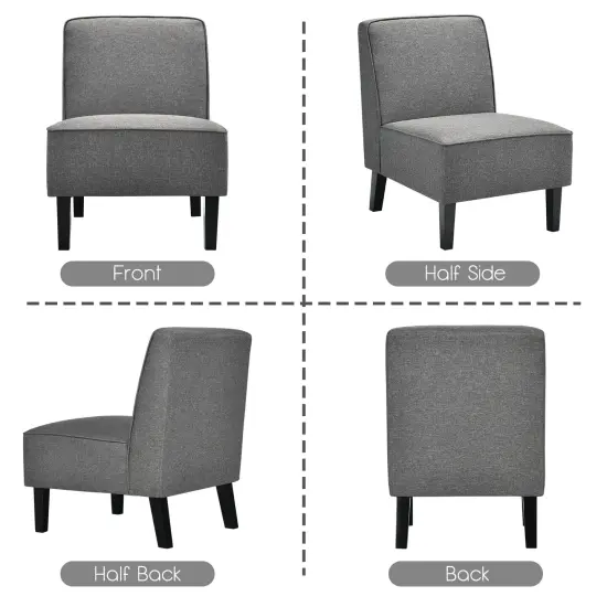 Modern Arm-less Accent Chair with Rubber Wood Legs Grey {4}