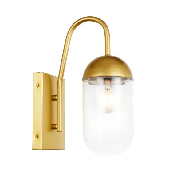 Kace 1 light Brass and Clear glass wall sconce {1}