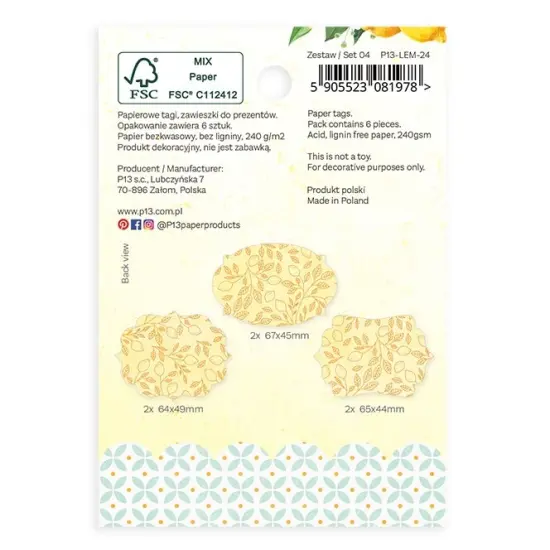 Fresh Lemonade Double-Sided Cardstock Tags 6/Pkg-#04 {2}