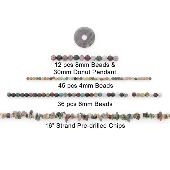 Indian Agate Natural Gemstone Beads Collection Value Pack {3}