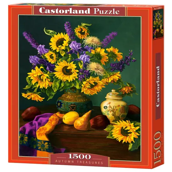 1500 Piece Jigsaw Puzzle, Autumn Treasures, Still nature puzzle, Sunflowers in a vase, Adult Puzzle, Castorland C-152063-2 {1}