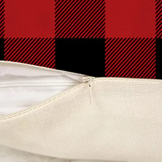 4TH Emotion Buffalo Christmas Pillow Covers 18x18 Set of 4 Red Black Farmhouse Christmas Decorations Believe Merry Christmas Wonderful Winter Holiday Decor Throw Cushion Case for Home Couch S22C38 {3}