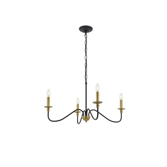 Rohan 4 light Matte Black and Brass Pendant {4}